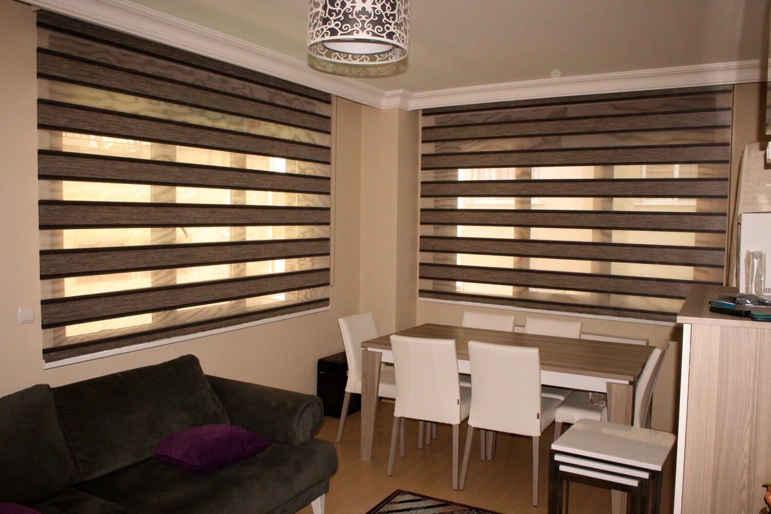 İki Renk Kahverengi Zebra P1